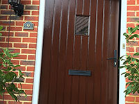Front door stained by Hart Decorating, Phoenix Green, Hampshire